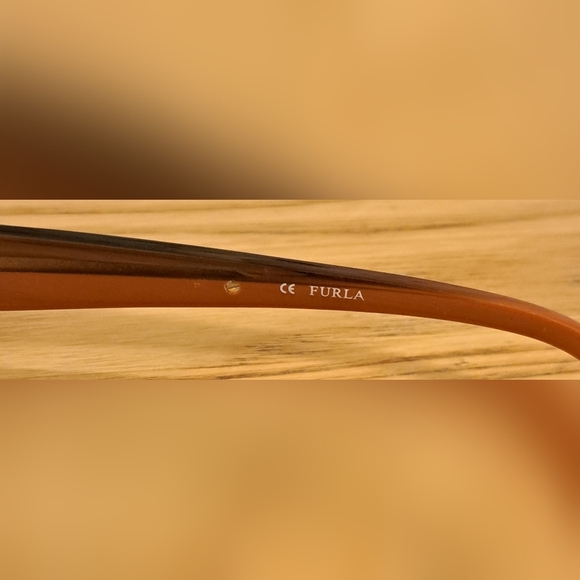 EUC Furla Virgine Brown & Maroon Reading Eyeglass Glasses Frames w/ Gold Tone - Picture 6 of 7